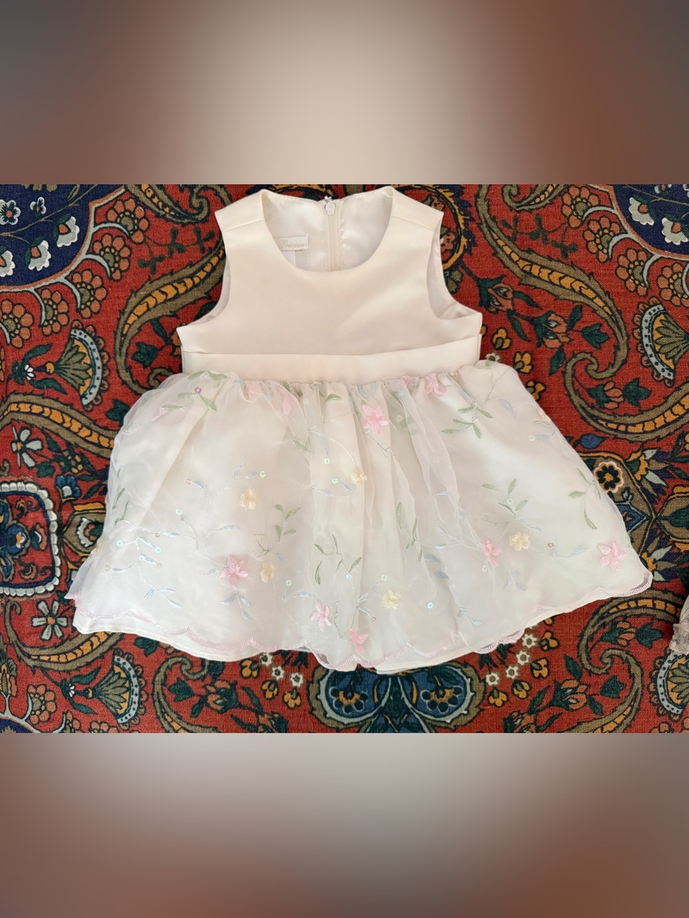 American Princess White Floral Embroidered Party Dress